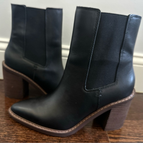 Crown Vintage Shoes - Crown Vintage Boots Womens Size 8 Black Leather Chelsea Ankle Block Heel Shoes